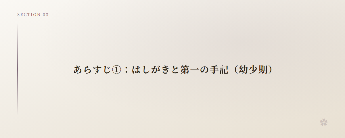 あらすじ①:はしがきと第一の手記(幼少期)