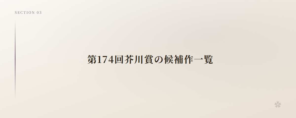 第174回芥川賞の候補作一覧