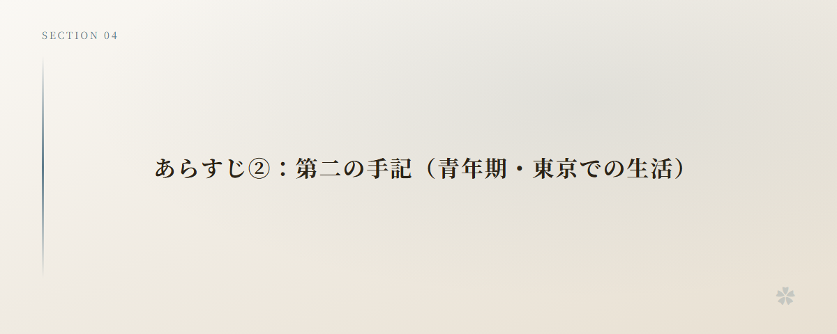 あらすじ②:第二の手記(青年期・東京での生活)
