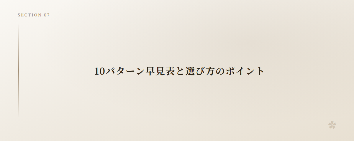 10パターン早見表と選び方のポイント